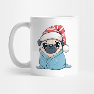 Cute Christmas Pug in Blanket Mug
